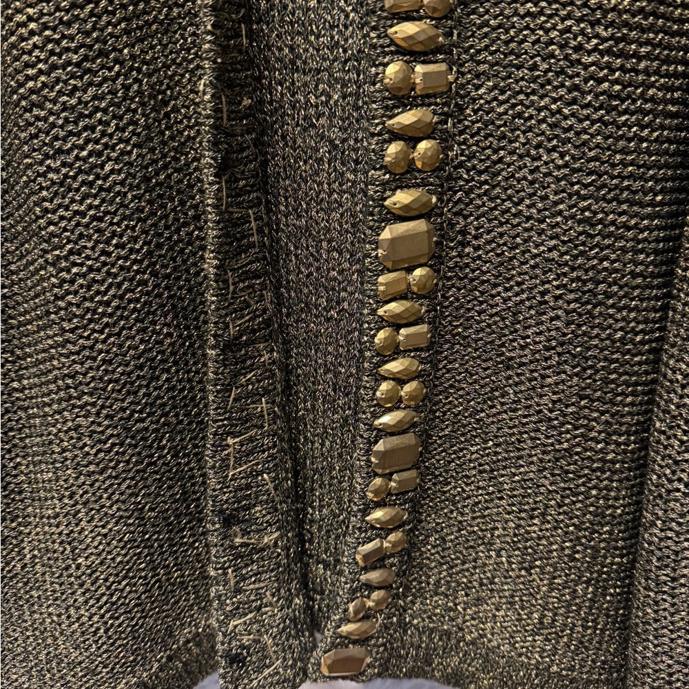 Ruby Rd. Shimmering‎ Gray Cardigan with Gold Accents - Picture 8 of 16